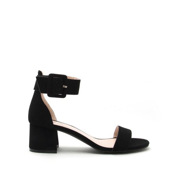 Black One Band Heeled Sandal - Picture 4 of 7